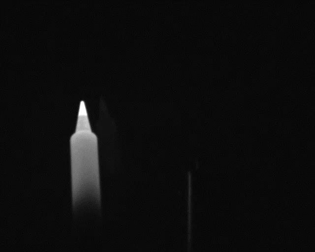 YDS-PS050-USB　温度の可視化　SWIR画像　左：500℃　右：25℃